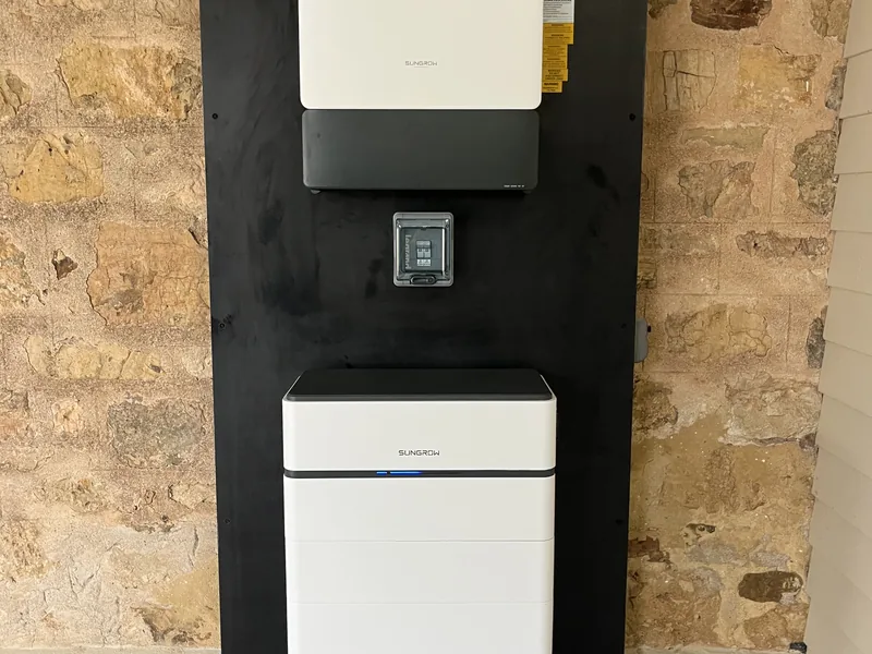 A neatly installed battery and inverter by B.E Electrical Solar & Battery